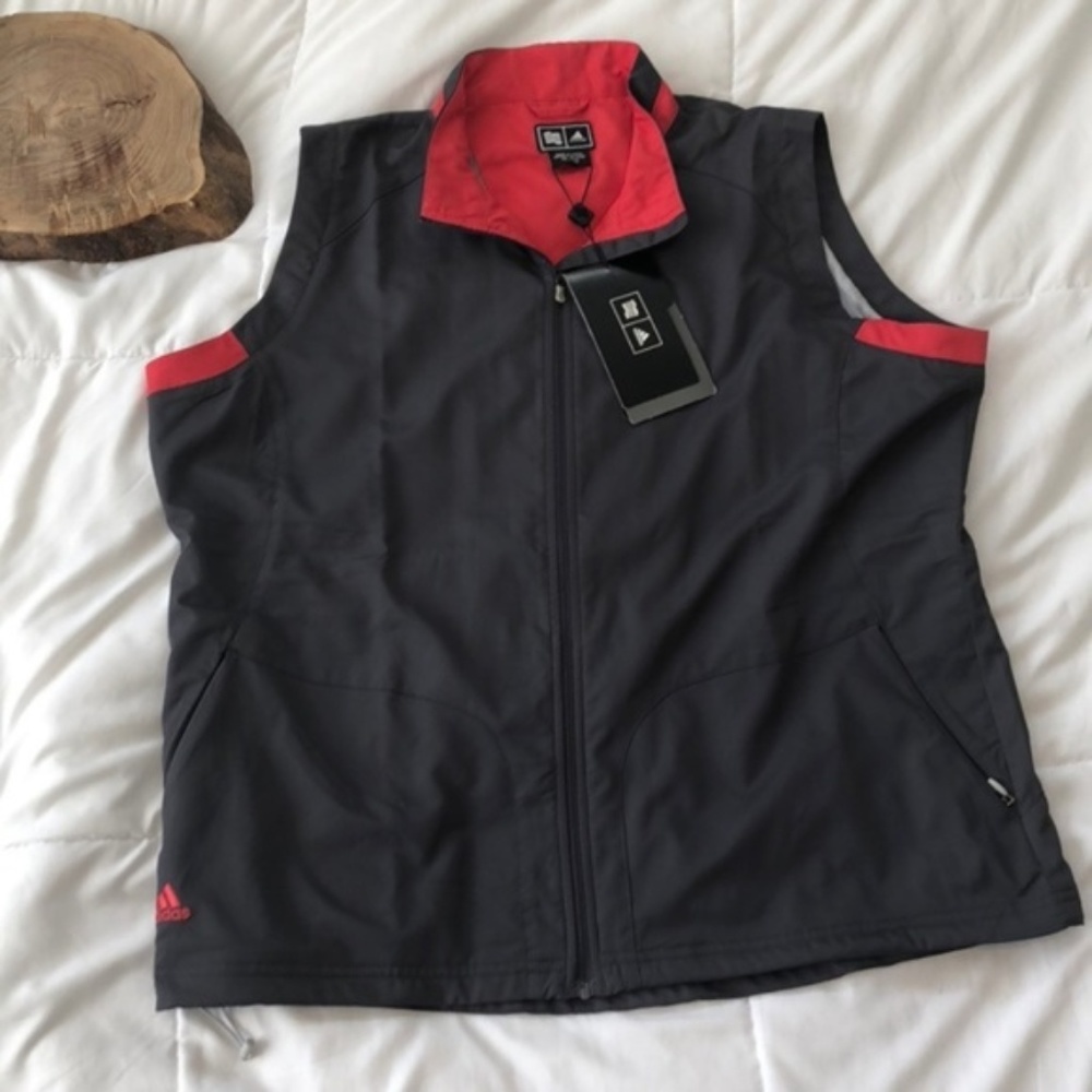 Adidas Golf Zip Up Vest Graphite/Red Color XL NWT